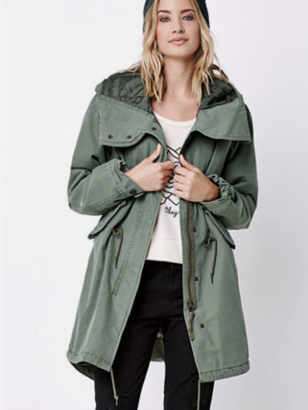 Obey Olive Green Sherpa Parka with Hood